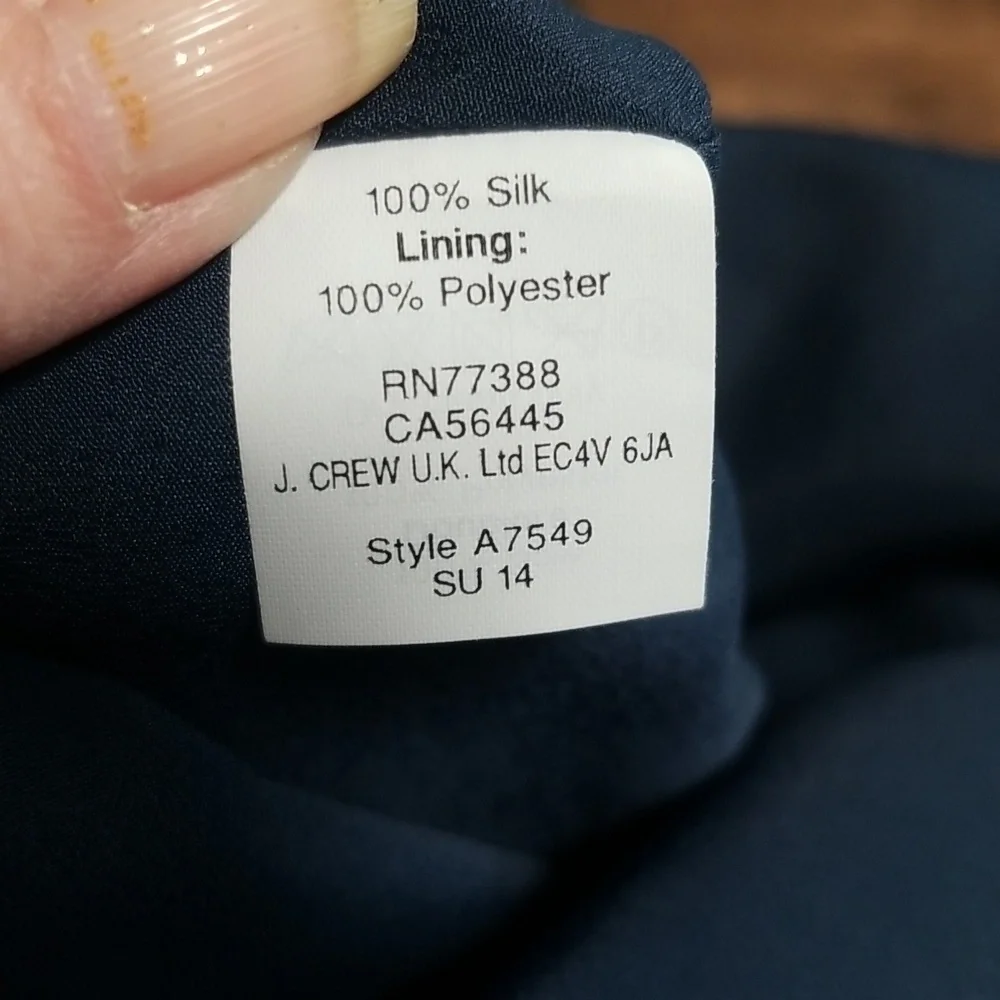 J. Crew 100% Silk Twist Back Slip Sheath Dress 10T Wedding Evening Vacation Navy
